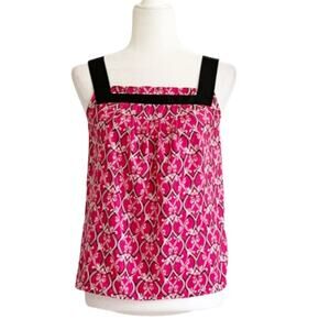 LOFT Petites Blouse Pink Black Sleeveless Top Blouse Ribbon Straps Size SP